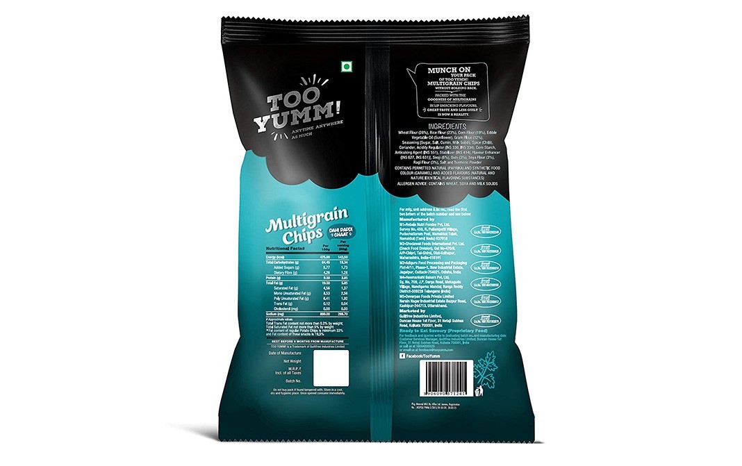 Too Yumm Multigrain Chips Dahi Papdi Chaat   Pack  60 grams